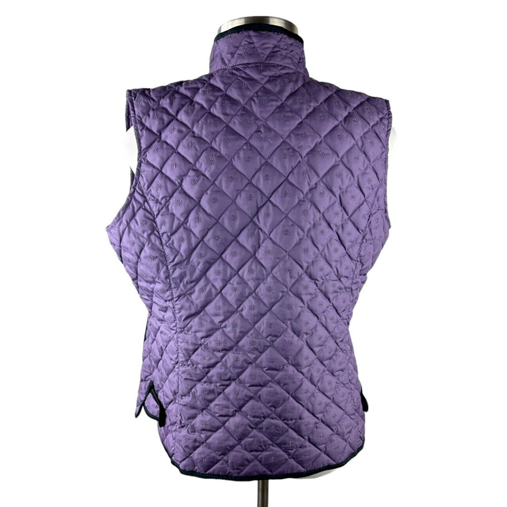 Eddie Bauer Full Zip Quilted Goose Down Vest Snowflake Printed Purple Size Large - Picture 5 of 9